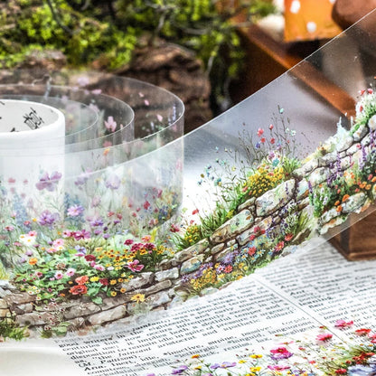 2 Roll PET Tape Green Field Flower Wall Series Sealing Stickers Album Diary Decoration Phone Case Sticker Notebook Accessories Beauty World Shop