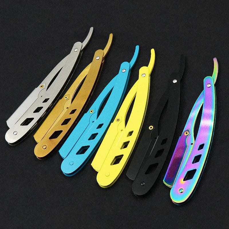 Men Shaving Barber Tools Hair Razor and Blades Antique Black Folding Shaving Knife Unisex Hair Removal (Without Blade) Beauty World Shop