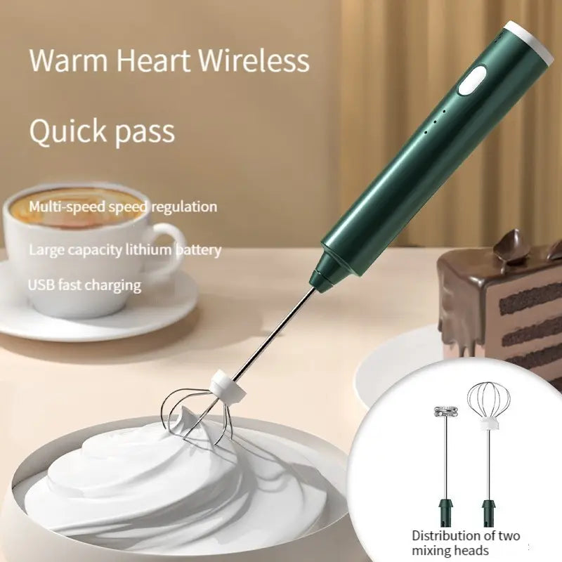 1 PCS USB Rechargeable Handheld Egg Beater 3 Speeds Electric Milk Frother Foam Maker Mixer Coffee Drink Frothing Wand Foamer Beauty World Shop