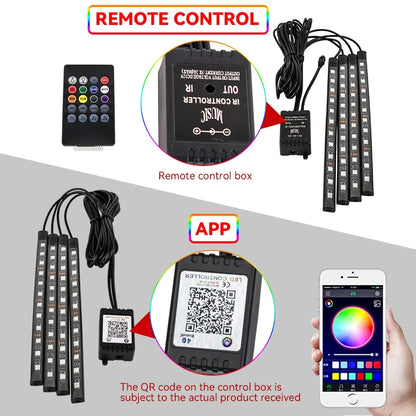 Neon 36 48 72 LED Car Interior Ambient Foot Light Wireless Remote Music APP Control Auto RGB Atmosphere Decorative Lamp Beauty World Shop