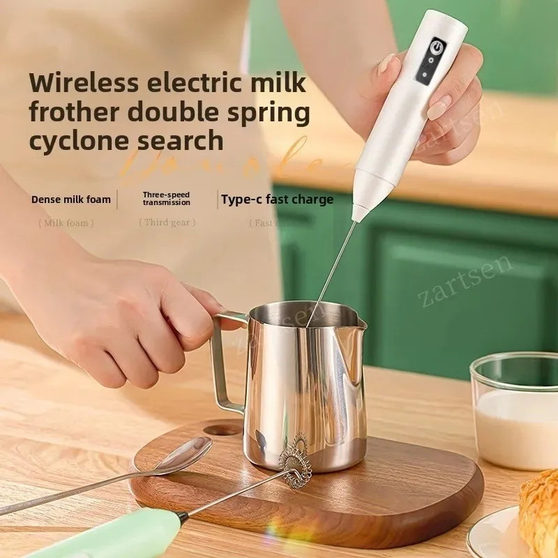 Wireless Milk Frother Electric Type-C Handheld Blender Stainless Steel Mini Coffee Maker Whisk Mixer For Coffee Cappuccino Cream Beauty World Shop