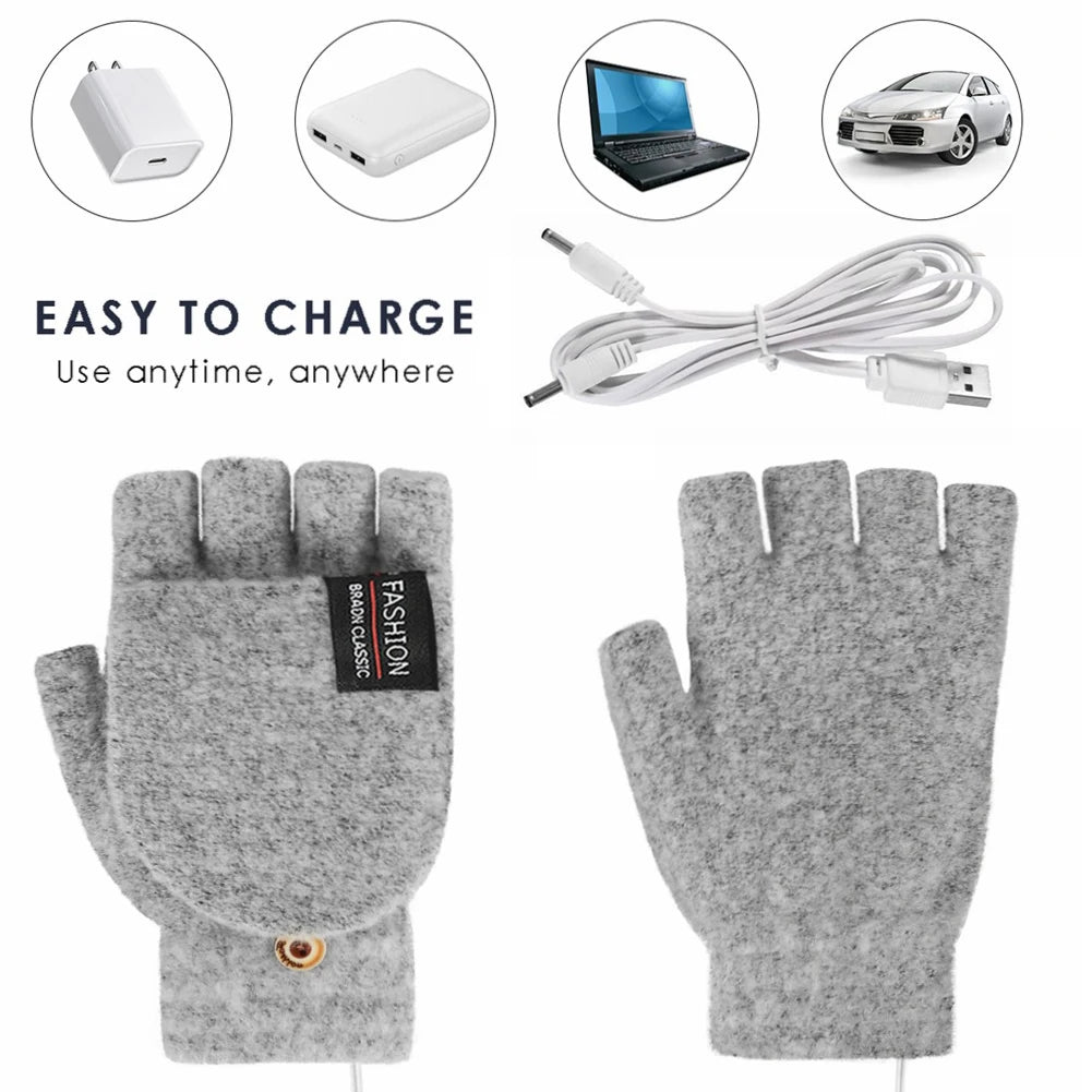 Electric heating gloves hand warmer gloves heater rechargeable USB reusable laptop suitable for sports skiing winter warm gloves Beauty World Shop