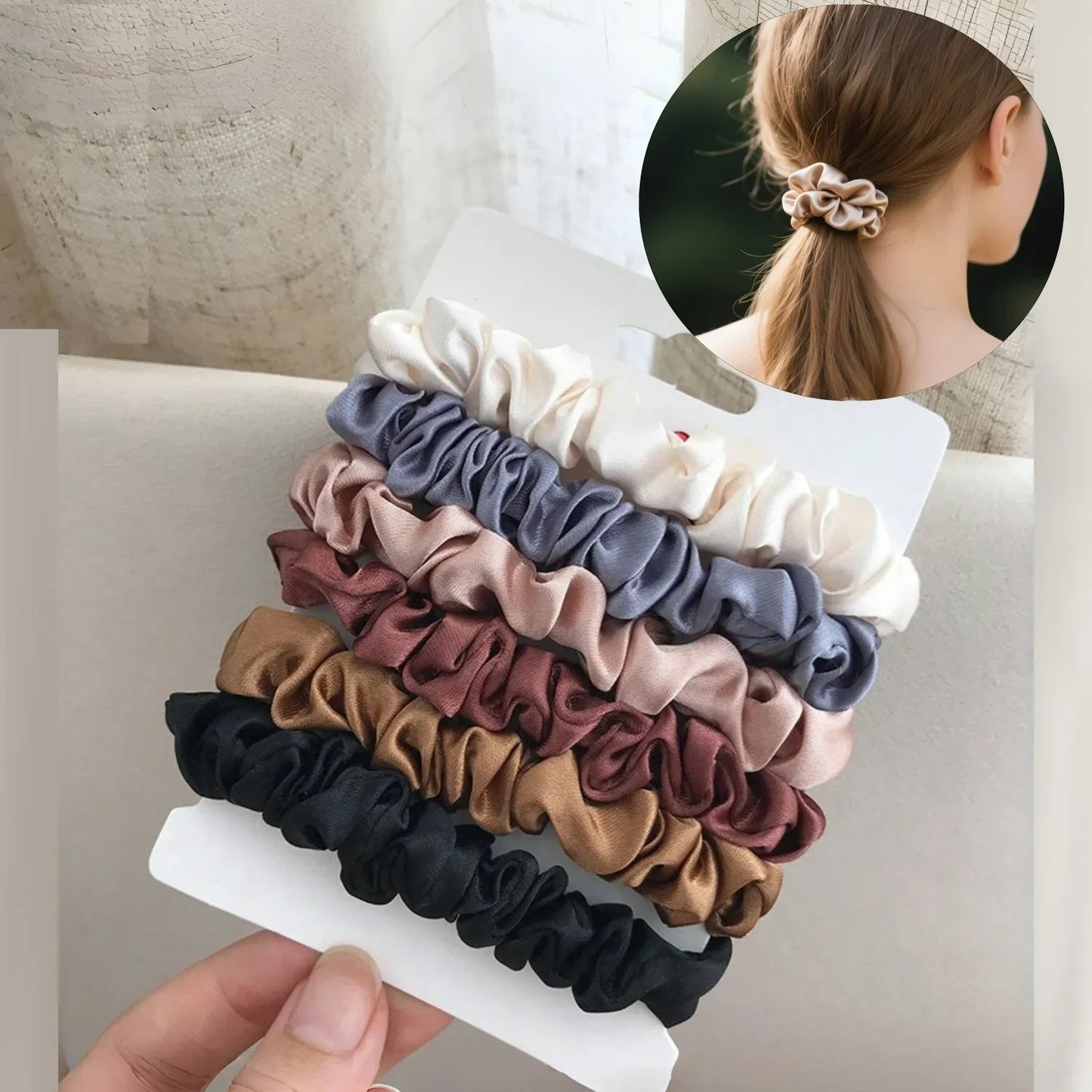 6/12 PCS Elegant women's headband, rubber band, elastic band, softer than silk hair | Satin headband | Beauty World Shop