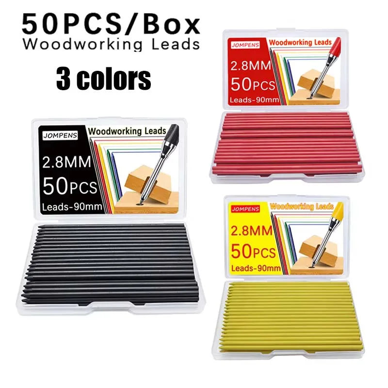 50pcs 2.8mm Solid Carpenter Pencil Replaceable Leads, Deep Hole Marking Architectural Painting Woodworking Automatic Pencil Lead Beauty World Shop