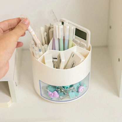 Cute Rotating Pen Holder Desktop Drawer Stationery Box Case School Office Desk Kawaii Stationery Storage Box Organizer Stickers Beauty World Shop