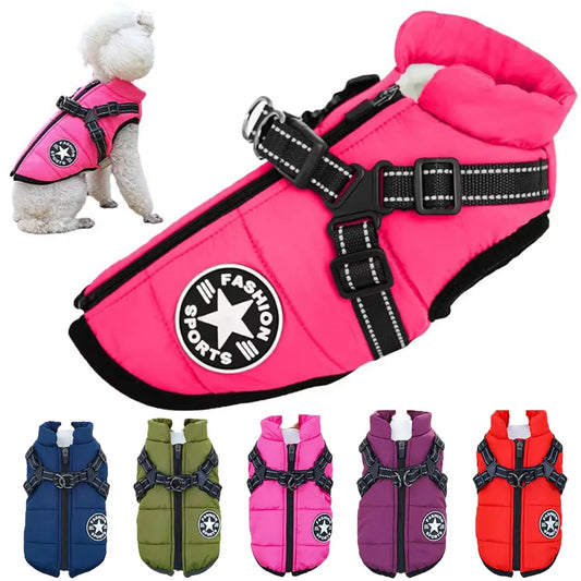 Thick and Warm Waterproof Pet Clothes Dog and Cat Cotton Coats Winter Chest and Back Cat Cotton Vests Dog Supplies