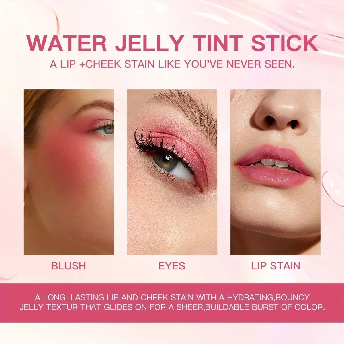 4 Colors Jelly Blush Stick Lip Balm Eyeshadow 3-in-1 Multi-Use Matte Blush Moisturize Brighten Lip Gloss Beauty Trend Shop