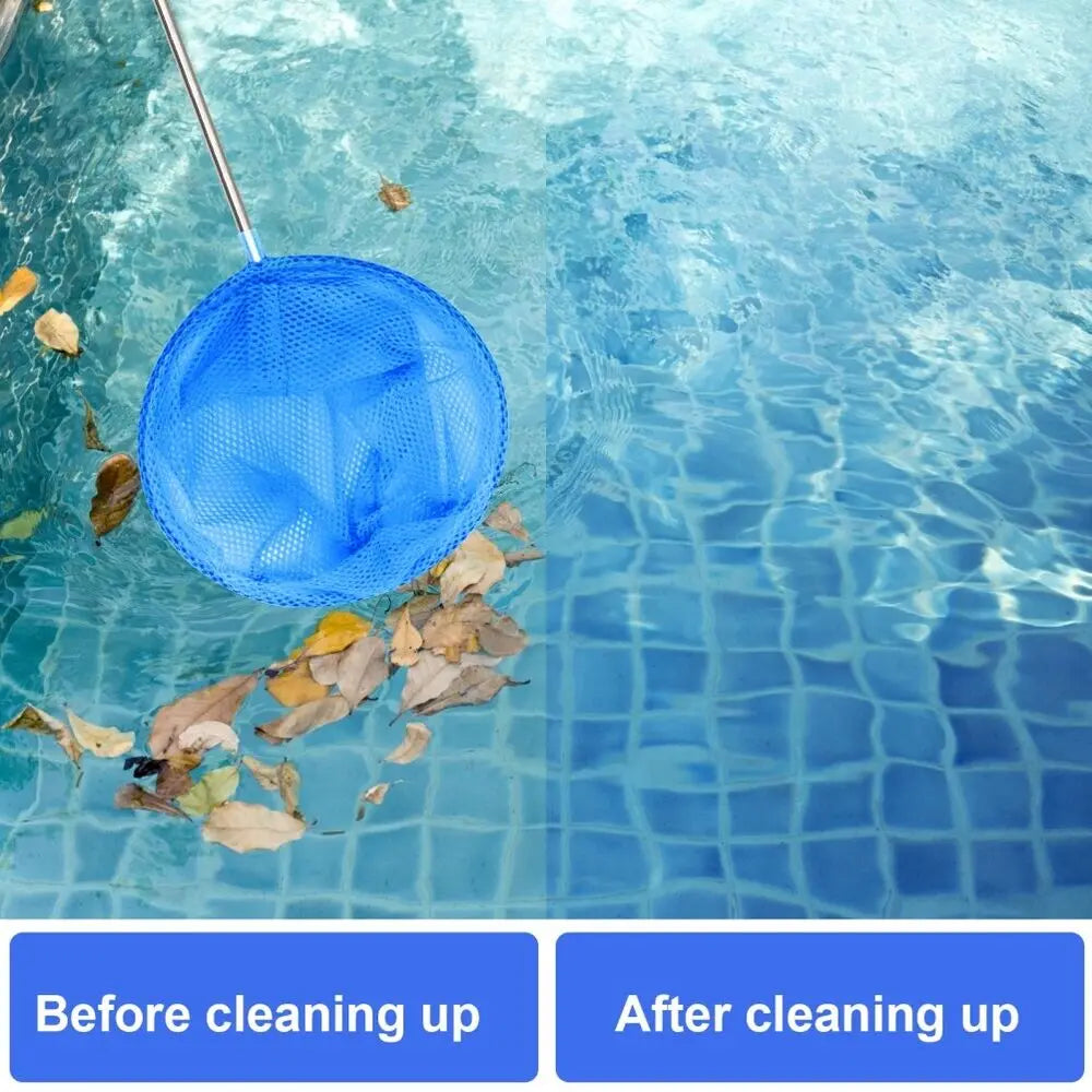 2023 New Telescopic Swimming Pool Net Rake Clear Cleaner Scoop Leaf Stainless Steel Skimmer Mesh Frame Kids Outdoor Fish Nett Beauty World Shop