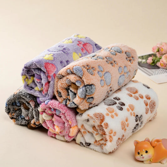 Warm Pet Cat Blanket Autumn Winter Cozy Thicken Fleece Kitten Footprint Bed Mat for Small Medium Big Cats Dog Chihuahua Supplies Beauty World Shop