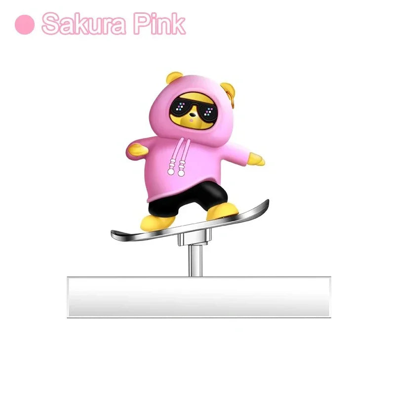 Car Automatic Sliding Skateboard Bear Alloy Cute Cartoon Scooter Center Console Ornaments Creative Car Decoration Accessories Beauty World Shop