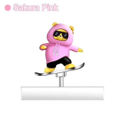 Car Automatic Sliding Skateboard Bear Alloy Cute Cartoon Scooter Center Console Ornaments Creative Car Decoration Accessories Beauty World Shop