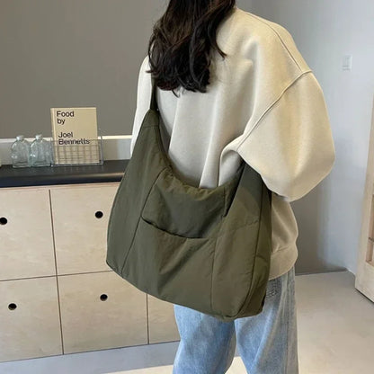 Trendy Women's Soft Cloth Shoulder Bag Solid Color Student 2026 Spring Y2k Casual Style Big Handbags Crossbody Bags for Women Beauty World Shop