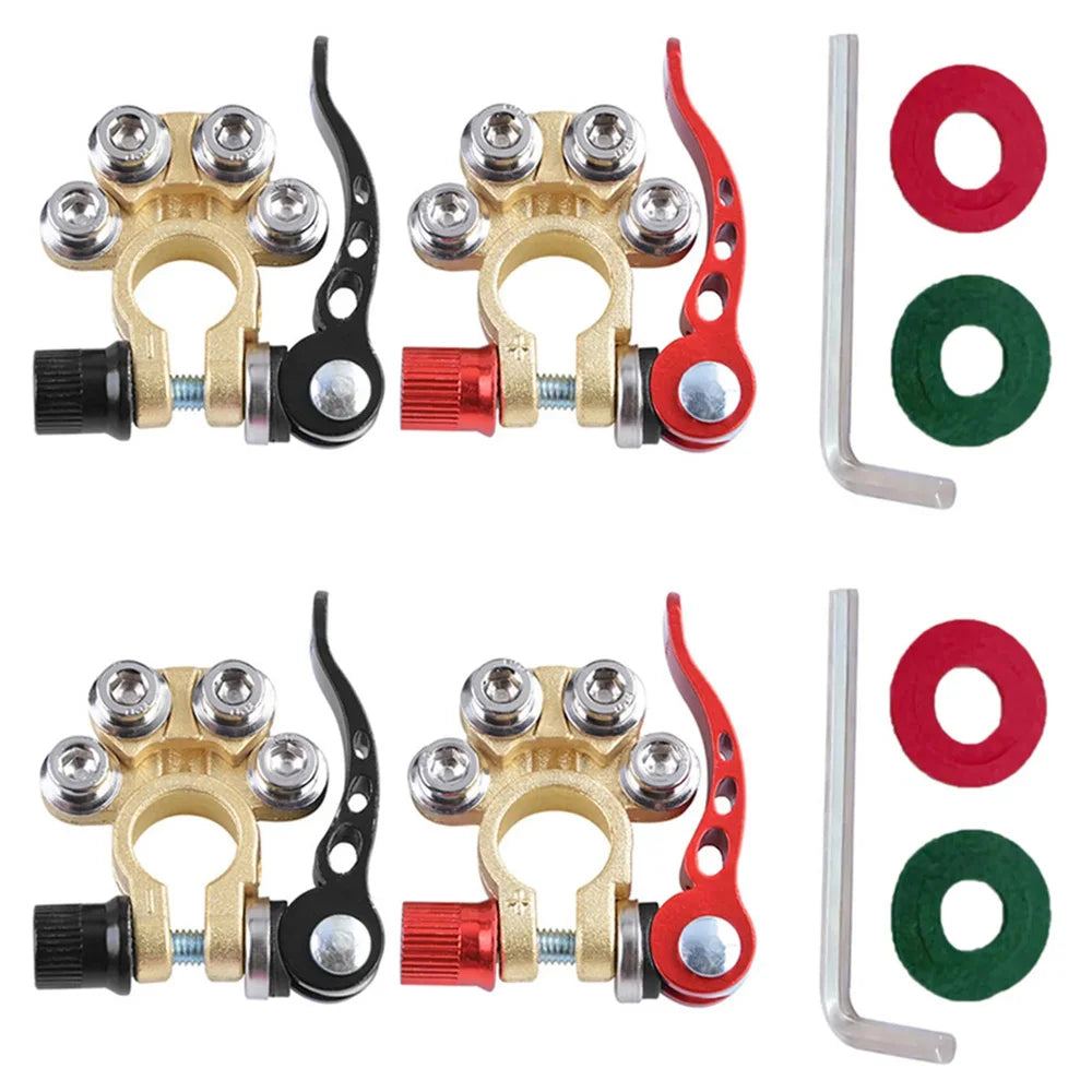 2Pcs Car Battery Terminal Connectors Quick Release Disconnect 12V 24V Positive Negative Battery Cable Ends for SAE/JIS Type Car Beauty World Shop