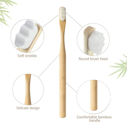 4Pcs  Bamboo Toothbrush Biodegradable20,000 High Bristle Count Toothbrush - Micro-Nano Extra Soft Bristles for Sensitive Teeth Beauty World Shop
