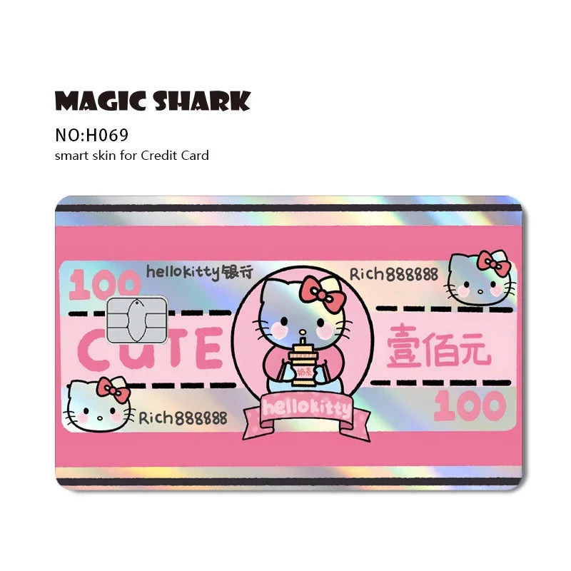 Hot Sale Hello Kitty Kuromi Holographic Laser Shinny Film Skin Cover Sticker for Debit Credit Card Bank Card Beauty World Shop