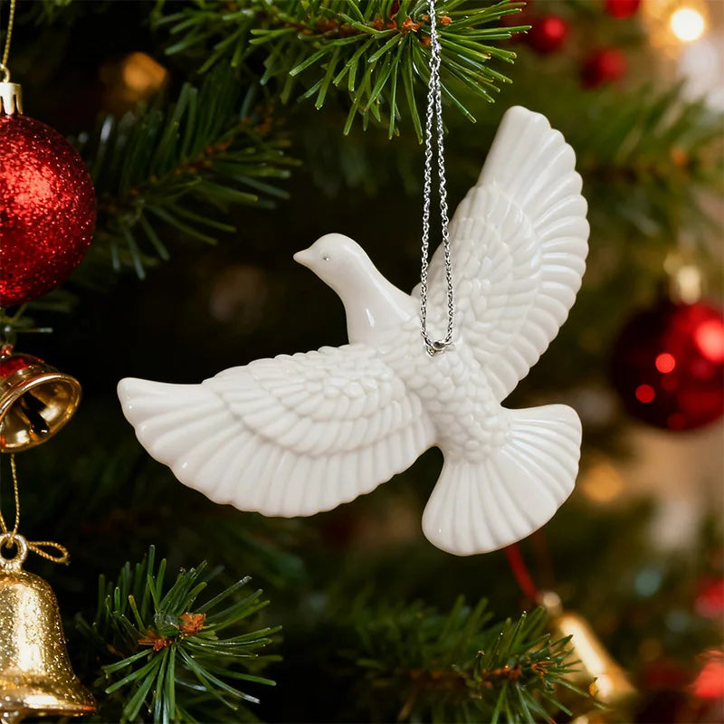 Elegant White Dove Christmas Ornaments Xmas Tree Hanging Pendants Resin Bird 2026 New Year Party Home Wall Decoration Kids Gifts Beauty World Shop