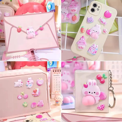 1 Sheet 3D Cute Animal Butt Stickers, Stress Relief Puffy Squishy Sticker for DIY Scrapbook Guitar Phone Case Laptop Decal Beauty World Shop