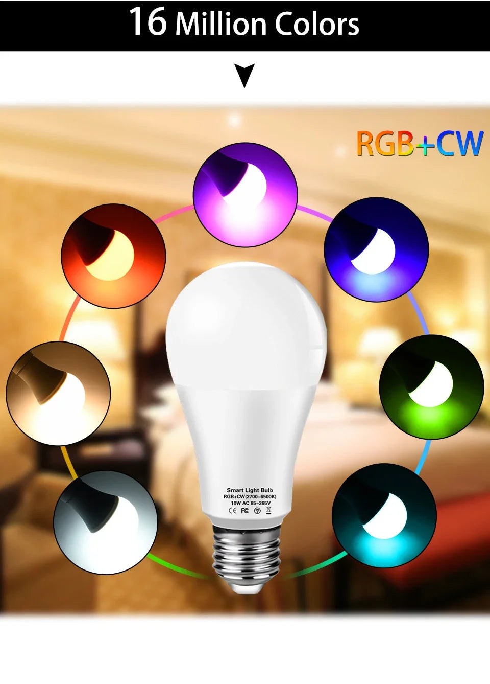 Tuya Smart WiFi LED Light Bulbs 220V 110V 10W 15W 20W E27 Alexa LED Lamp RGB Smart Life APP Google Assisatnt Voice Control Beauty World Shop