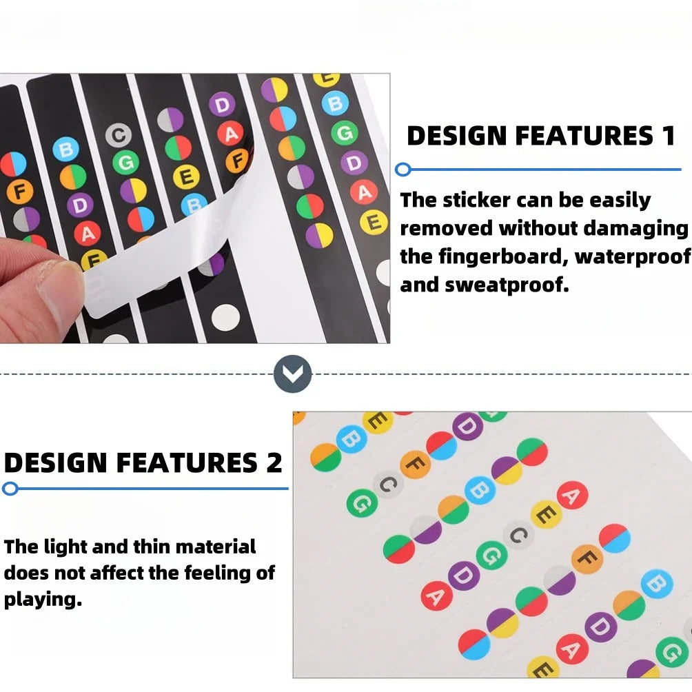 Miwayer Guitar Fretboard Notes Map Labels Stickers 6 String Transparent and Black Fingerboard Fret Decals for Guitar Beginner Beauty World Shop