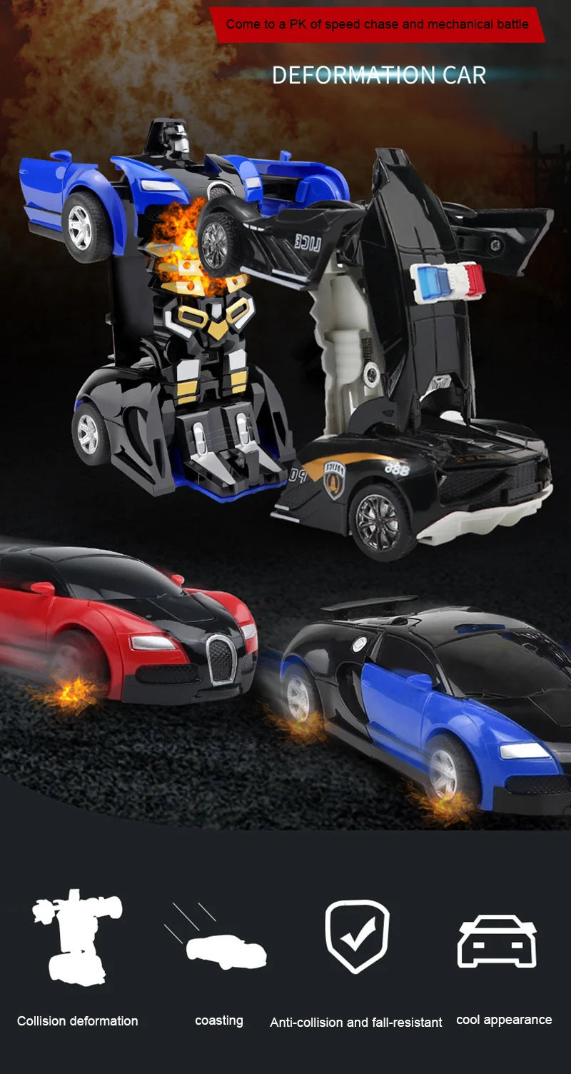 One Click Automatic Collision Deformation Robot Boy Gift Dual Form Toy Car Father Son Interactive Model Car Beauty World Shop