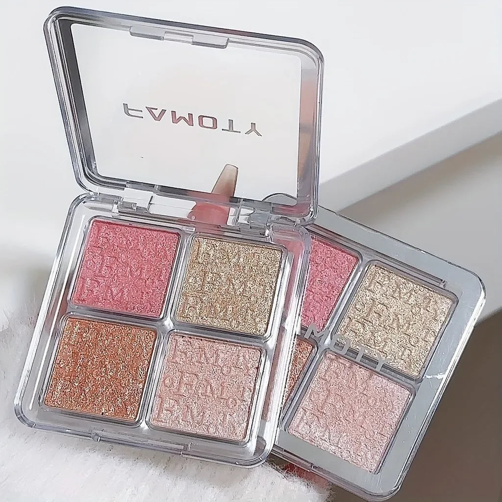 4 Color Face Highlighter Palette Illuminator Palette Natural Glow Waterproof Glitter Shimmer Baked Powder Highlighter Makeup Beauty World Shop