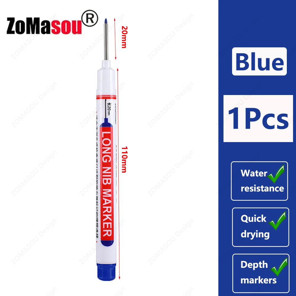 1-100Pcs 2cm Waterproof Long Head Markers Deep Hole Marker Pen for Metal Carpenter Red/Black/Blue/Green Ink Woodworking Tools Beauty World Shop