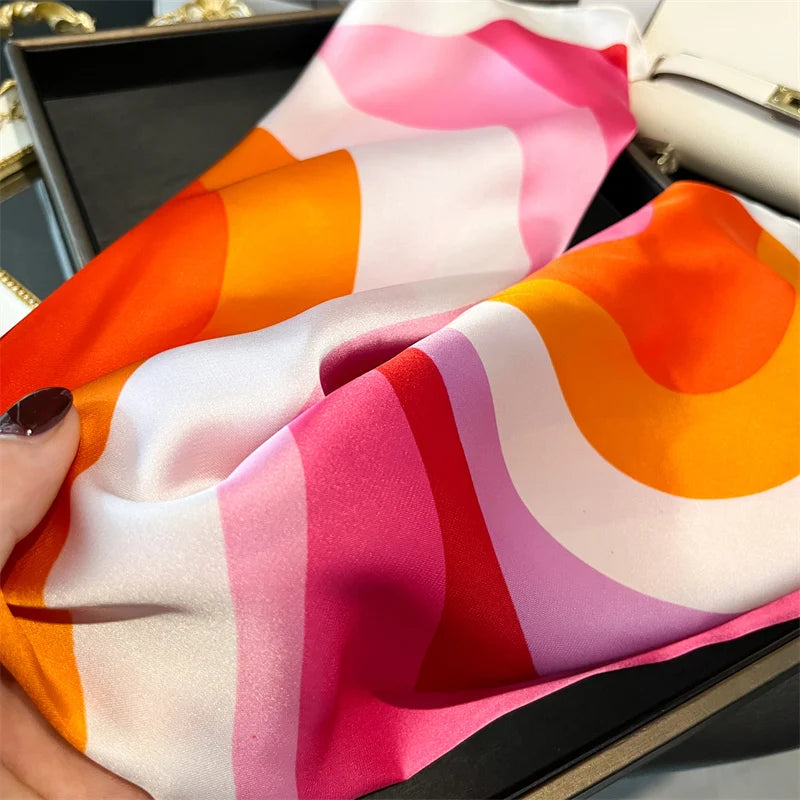 70cm Silk Feeling Square Scarf Women Satin Bandana Print Scarves Head Band Fashion Lady Hair Shawl Wrap Female Neckerchief Hijab Beauty World Shop