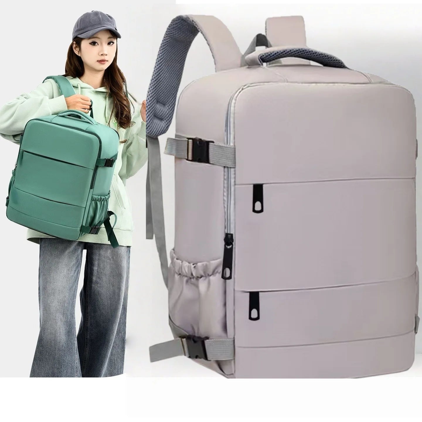 Lightweight Large Travel Backpack, Solid Color Minimalist Multifunctional Student School Bag Beauty World Shop