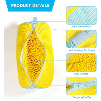 Durable Shoe Washing Machine Bag for All Shoe Types-Yellow with Blue Zipper,Ideal for Sneakers and Casual Shoes,Laundry Wash Bag Beauty World Shop