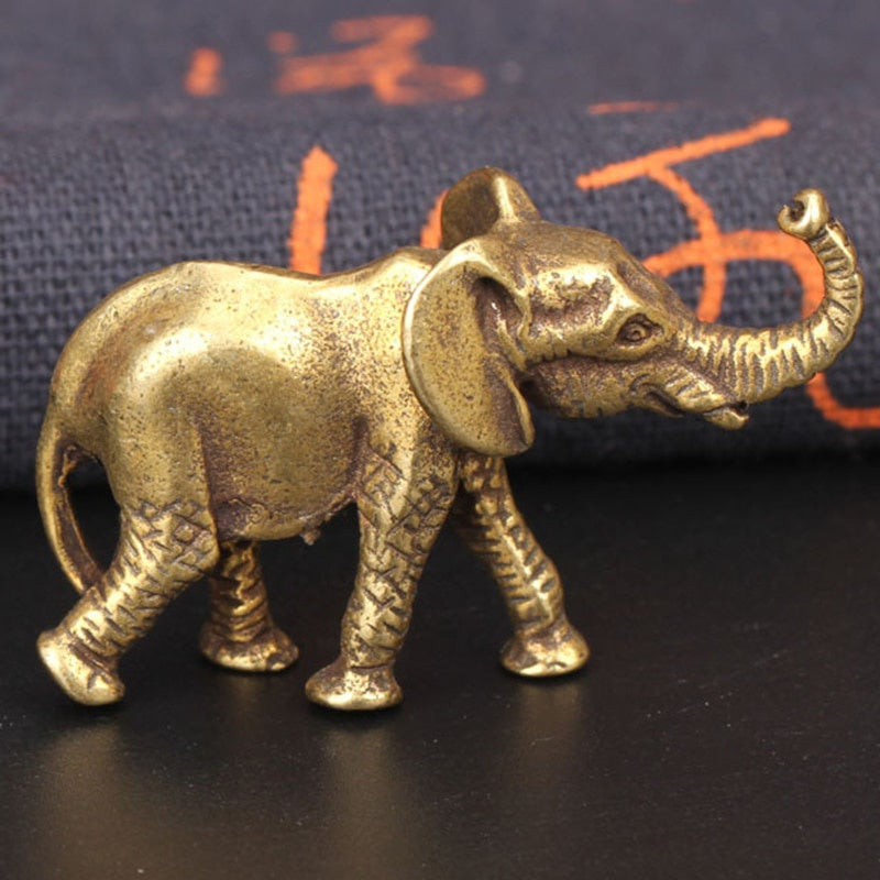 Antique Bronze Minature Elephant Figurines Tea Pet Table Ornament Decorations Solid Copper Animal Crafts Home Decor Living Room Beauty World Shop
