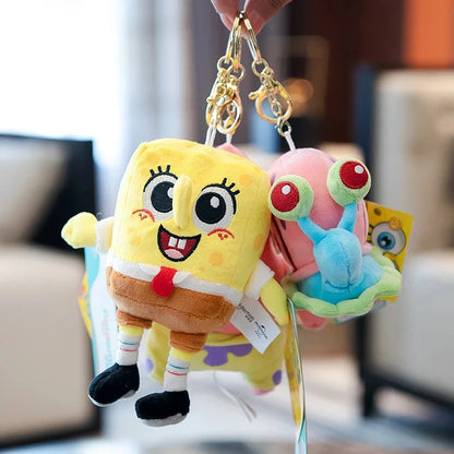 Kawaii Cartoon Spongebob Patrick Star Plush Toy Keychain Stitch Creative Gary Backpack Pendant Squidward Tentacles Friends Gifts Beauty World Shop