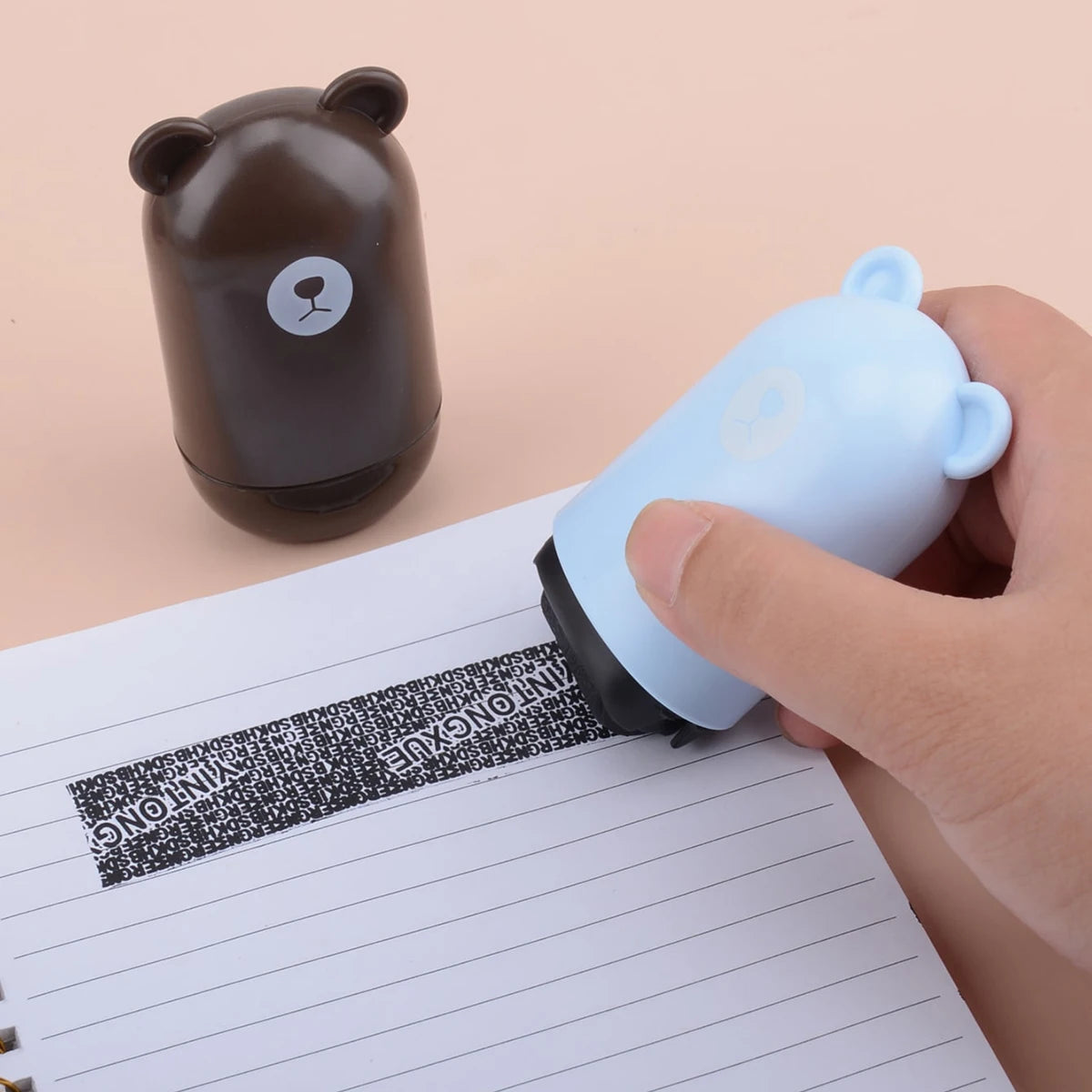 1 Cute Bear Shaped Roller Stamp, Study Notebook Typos Cover Graffiti Fashion Stamp, Personal Privacy Graffiti Daily Necessities Beauty World Shop