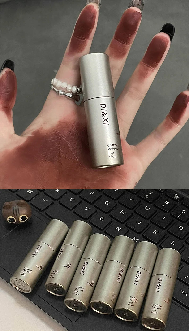DIXI Mini Silver Tube Matte Lip Glaze — Velvet Finish, Skin-Enhancing, Versatile Low-Saturation Latte Shade Beauty Trend Shop