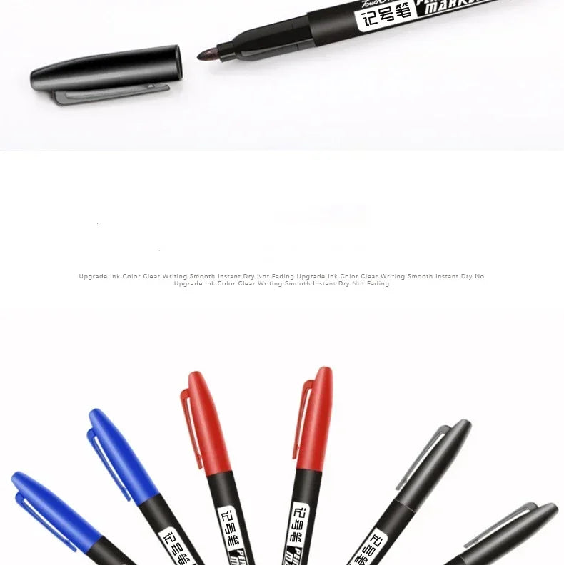 6-20PCs/Set PermanentMarker Pen Fine Point Waterproof Markers Thin Nib Crude Nib Black Blue Red Ink 1.5mm Fine Color Marker Pens Beauty World Shop