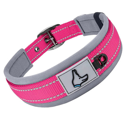 Padded Dog Collars for small Medium large Dogs Reflective Wide Pet Collars Adjustable Heavy Duty Nylon Neoprene Dog Collar Beauty World Shop