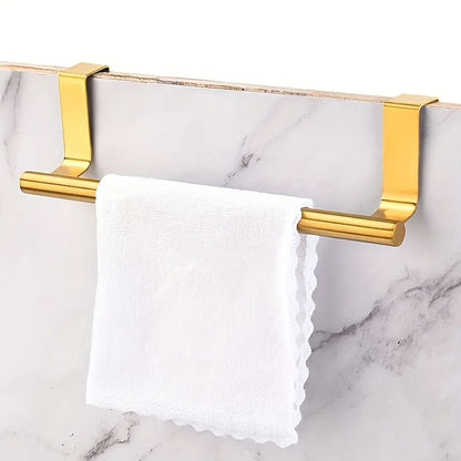 1pcs Modern Stainless Steel Towel Bar Easy-Install No-Drill Rust-Resistant Single-Rod Wall-Mounted Towel Holder Golden Finish Beauty World Shop