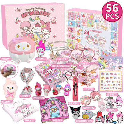 Cute Kuromi Cinnamoroll Melody Christmas Advent Calendar Kawaii Random Figure Ornament Anime Cartoon Keychain Kids Toy Gift Beauty World Shop