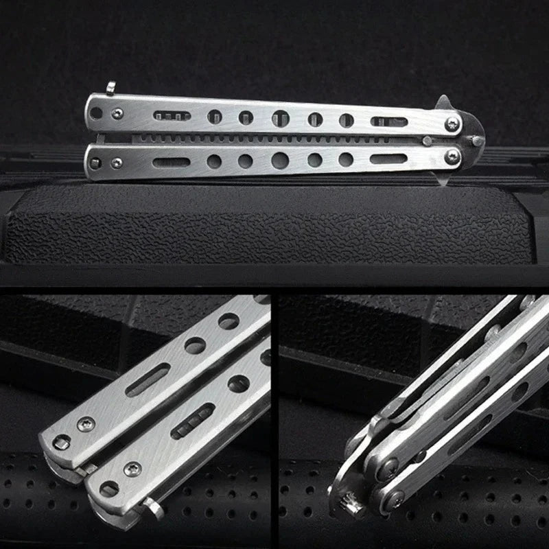 Stainless Steel Foldable Comb for Butterfly Knife Practice Training Beard Moustache Styling Tool Hairdressing Salon Brush Beauty World Shop