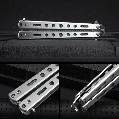 Stainless Steel Foldable Comb for Butterfly Knife Practice Training Beard Moustache Styling Tool Hairdressing Salon Brush Beauty World Shop