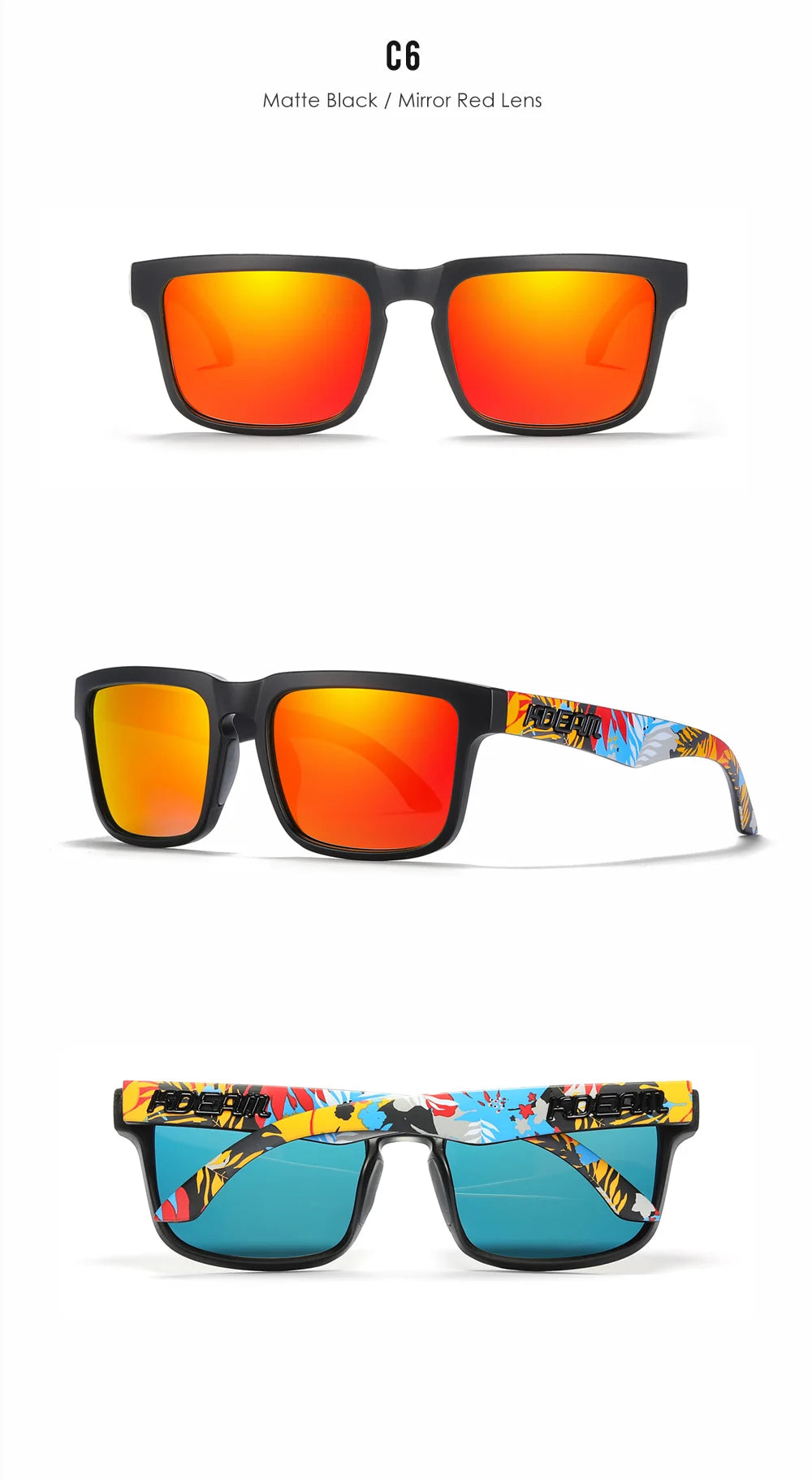 KDEAM Men's Polarized Sunglasses Square Casual Outdoors Sun Glasses Women Unisex Sunglass For Couple With Zipper Case Beauty World Shop