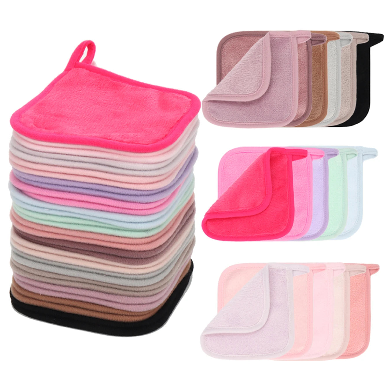 5/10/20Pcs Microfiber Face Cloths Reusable Makeup Remover Cloth Makeup Towels Face Deep Cleaning Pads Skincare Beauty Tools Beauty World Shop