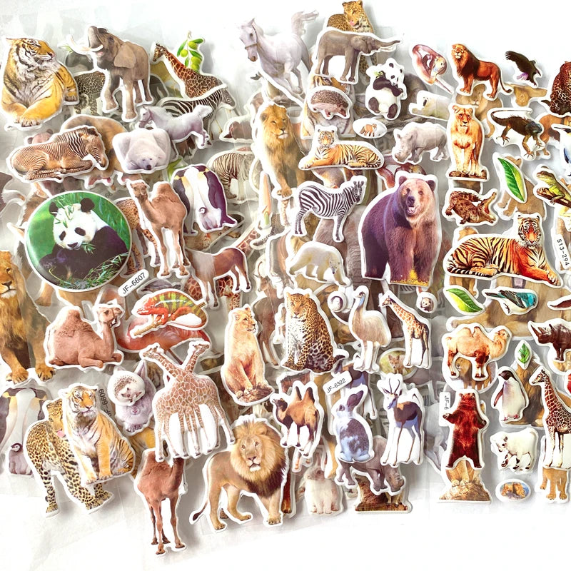 10 Sheets 3D Puffy Stickers Animals Bulk Stickers Scrapbook Decoration Birthday New Year Christmas Gifts for Kids Boys Girls Beauty World Shop