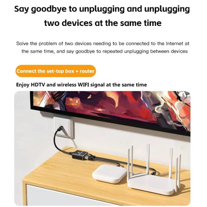Network Cable Splitter With One To Two Simultaneous Internet Access, Rj45 Splitter With One To Two Switch, Ethernet Port Gigabit Beauty World Shop