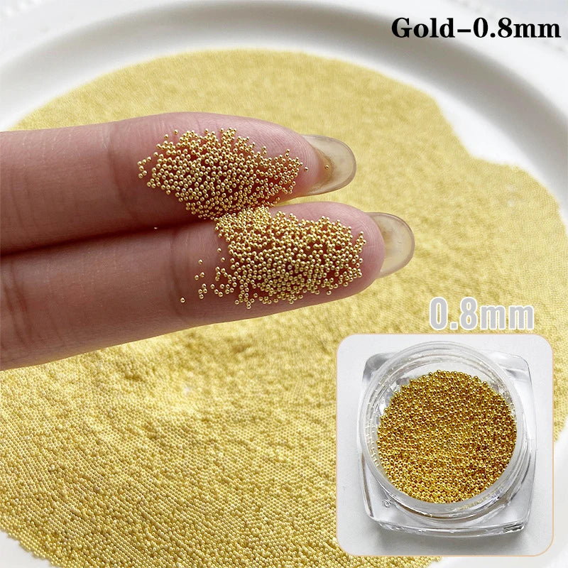 0.4mm-1.5mm 3D Steel Tiny Nail Art Decoration Gold Silver Steel Ball Nail Art Caviar Beads Nails Beads DIY Jewelry Accessories Beauty World Shop