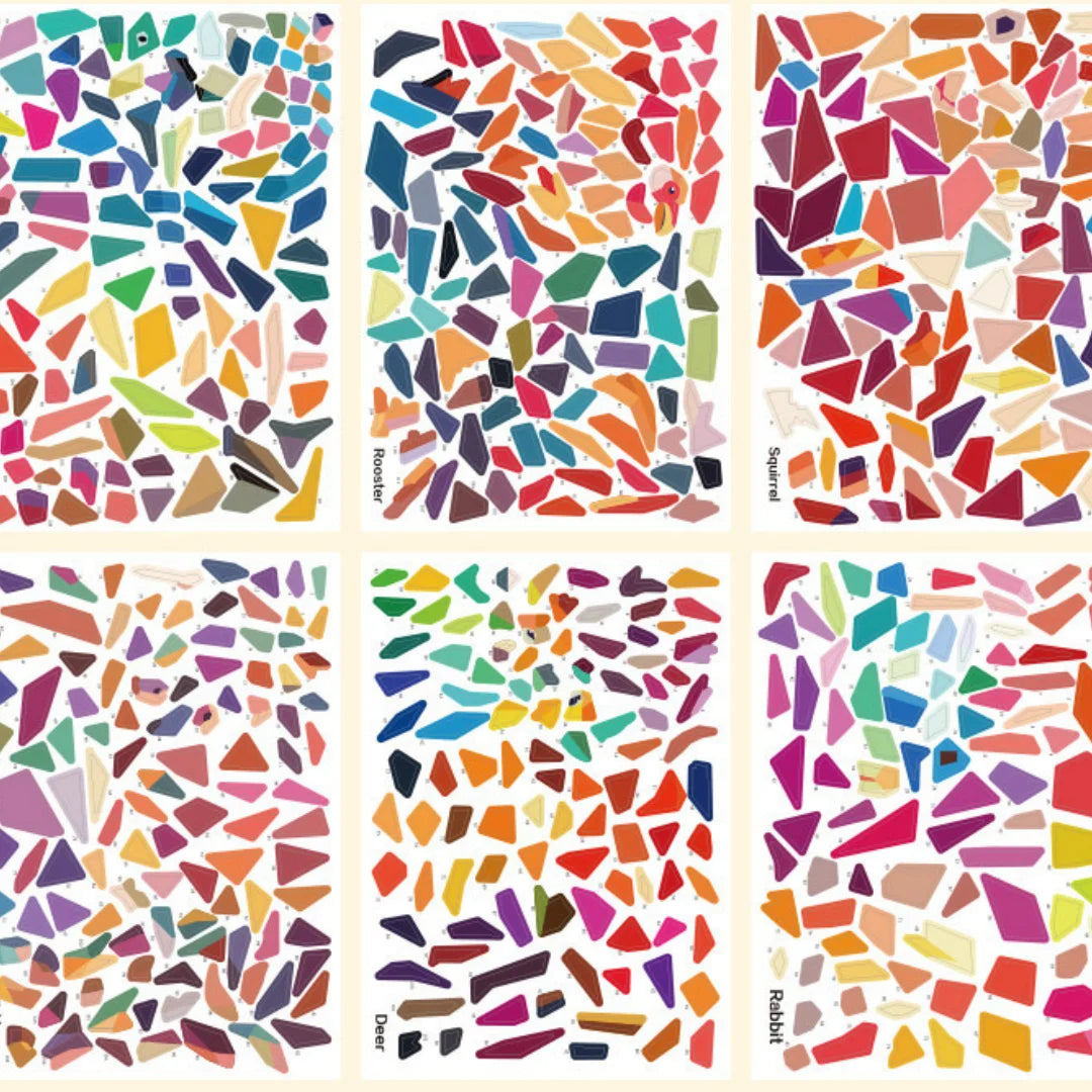 3D Geometric Heteroideus Animal Puzzle Stickers Puzzle Stress Relieving Block Drawing DIY Stickers Basic /Advanced Version/2PCS Beauty World Shop