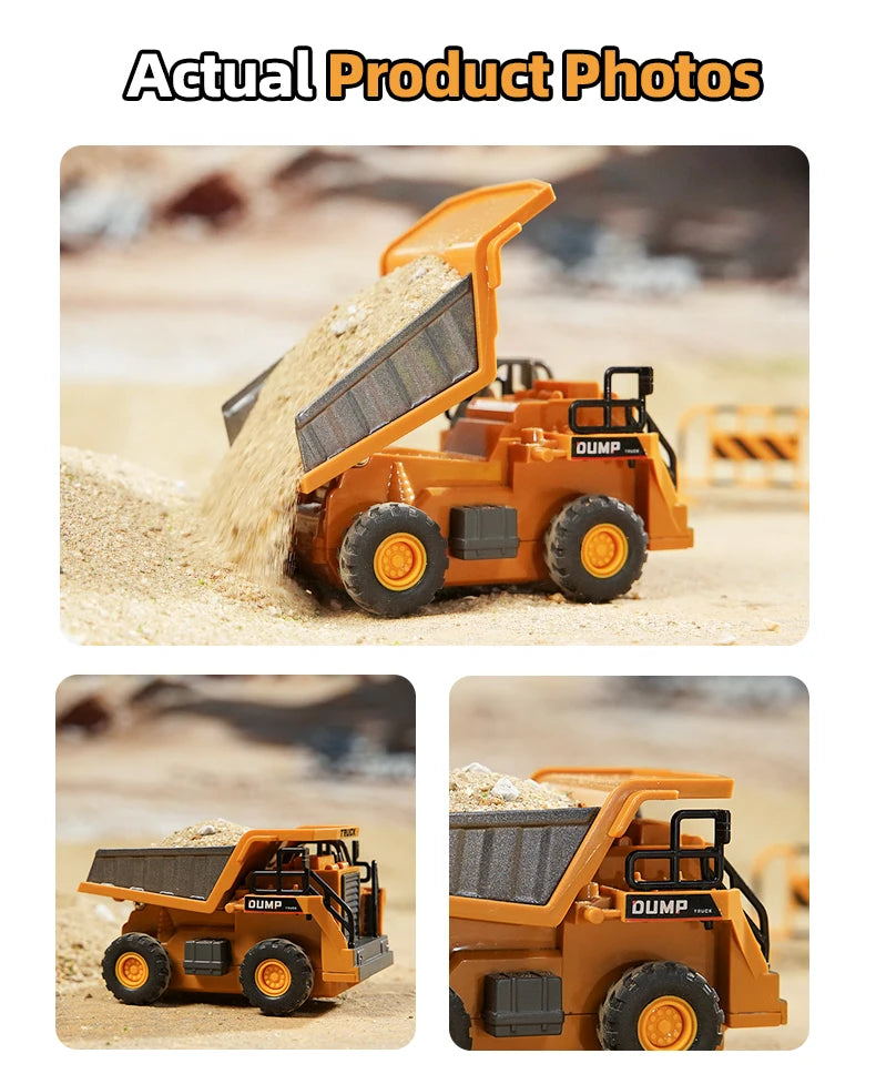 ZWN 1:64 RC Model Car 2.4G Remote Control Excavator Dump Truck Forklift Alloy Plastic Simulation Construction Vehicle Kids Toy Beauty World Shop