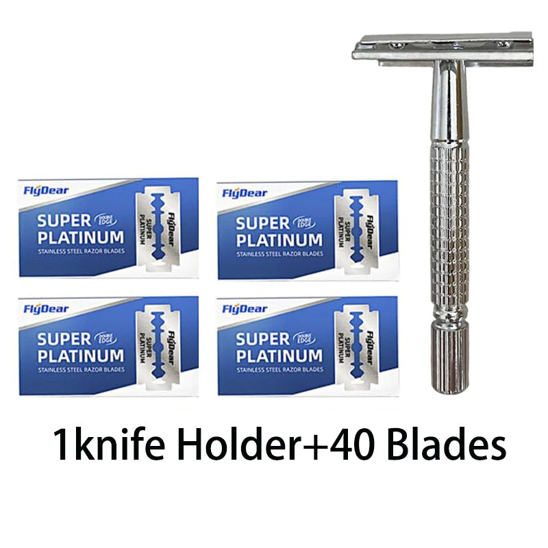 Stainless steel double-sided shaver, men's shaver, sharp blade replaceable, old-fashioned shaver,suitable for hair removal Beauty World Shop