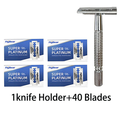 Stainless steel double-sided shaver, men's shaver, sharp blade replaceable, old-fashioned shaver,suitable for hair removal Beauty World Shop