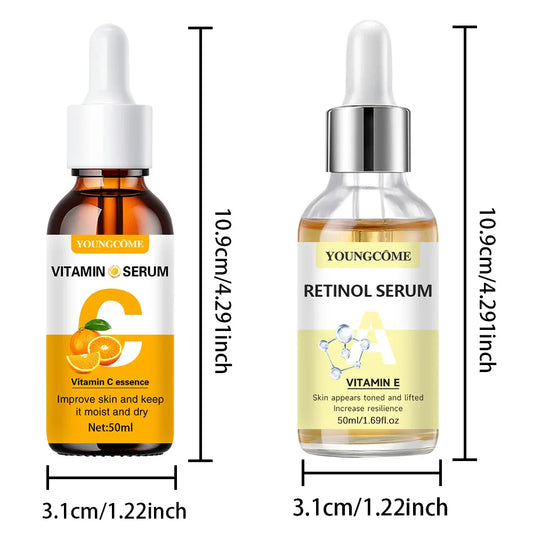 2pcs Vitamin C and retinol fortified serum rich in VC,keep skin hydrated and smooth,smooth fine lines and wrinkles,delicate skin THee STORE