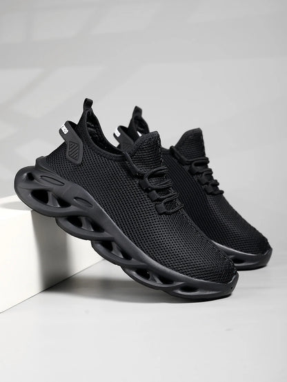 Men Sports Running Black Jogging Shoes Casual Sneakers Brown Outdoor Breathable Mesh Women Light Shock-absorption Black Tennis Beauty World Shop